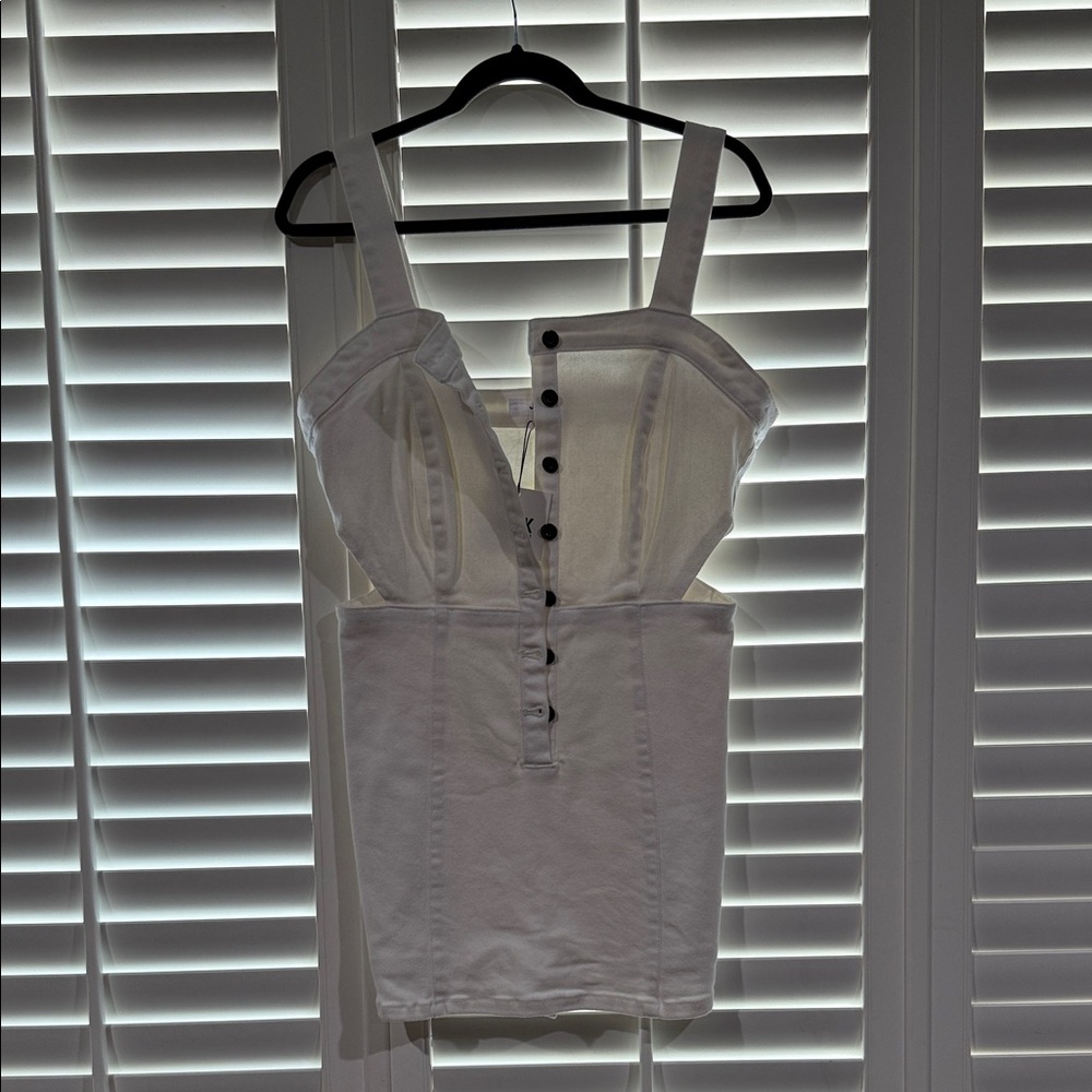 BB Dakota White Buttoned Dress (with shorts)